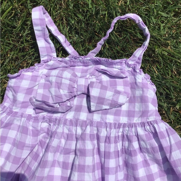 Cupcakes & Cashmere Girl’s Purple & White Gingham Plaid Lace Bow Sundress Size 8 - Picture 2 of 5